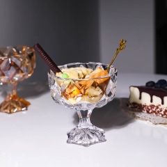 高腳慕斯雪糕冰淇淋杯水晶玻璃甜品碗ins風奢華酸奶布丁玻璃杯子