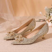 V 77345 Champagne Heel Bridal Crystal Shoes ����ɫϸ������ˮ
