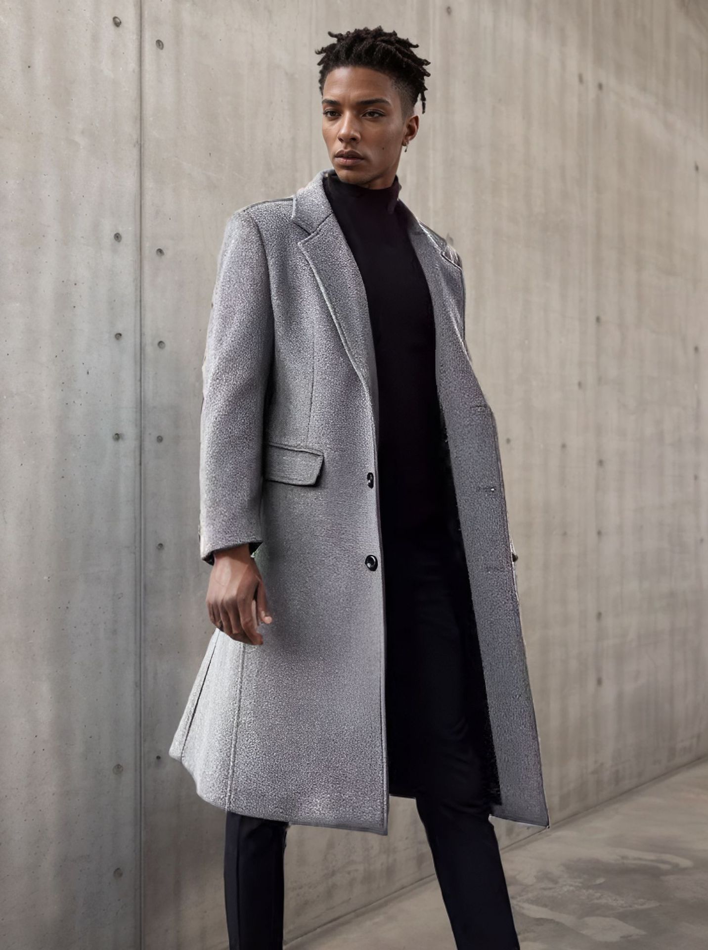 2026金韩新款加长款英伦男士长款风衣毛呢大衣男呢子外套包邮2026