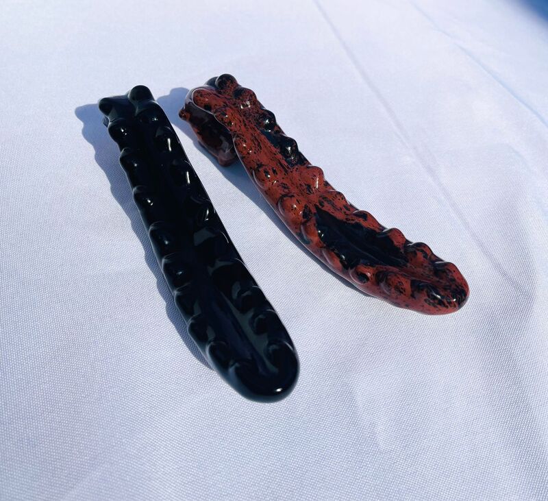天然黑曜石水晶按摩棒摆件 图 4