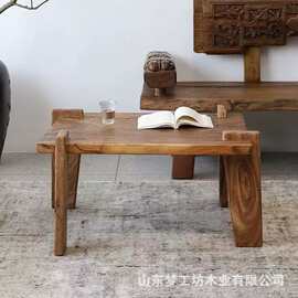老榆木茶室泡茶桌矮桌沙发桌阳台茶几民宿酒店小方桌榻榻米桌餐桌