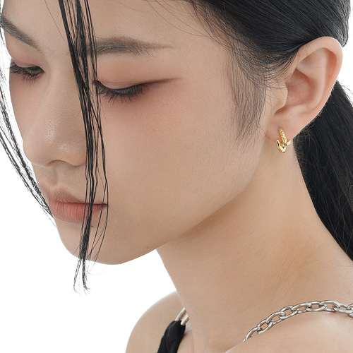 E6017 Korean version S925 sterling silver nail earrings for women ins personality versatile fashion earrings silver ear jewelry