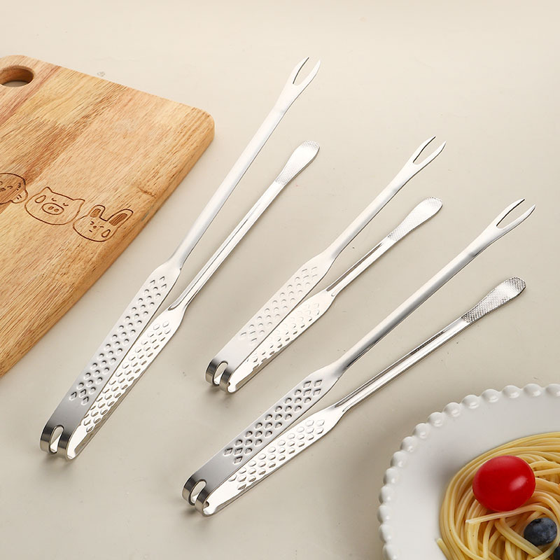 Thickened 316L Stainless Steel Korean-Style Barbecue Tongs with Strawberry Handle, Fork Tongs, Bread Tongs, Barbecue Tongs, Steak Tongs Factory