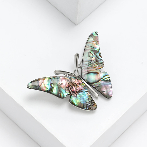 European and American fashion texture natural abalone shell butterfly brooch personalized high-end rhinestone corsage coat clothing pin