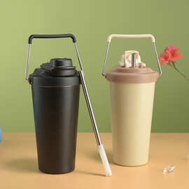 君硕礼品咖啡杯 汽车杯304不锈钢吸管杯大容量车载保温杯定 制