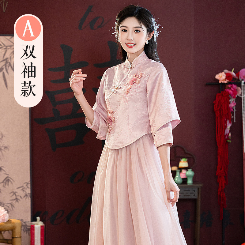 中国のブライズメイドドレス 2025 新しい中国風のチャイナドレス結婚式の姉妹ドレスブライズメイドグループスリム Xiuhe イブニングドレス女性のための|undefined