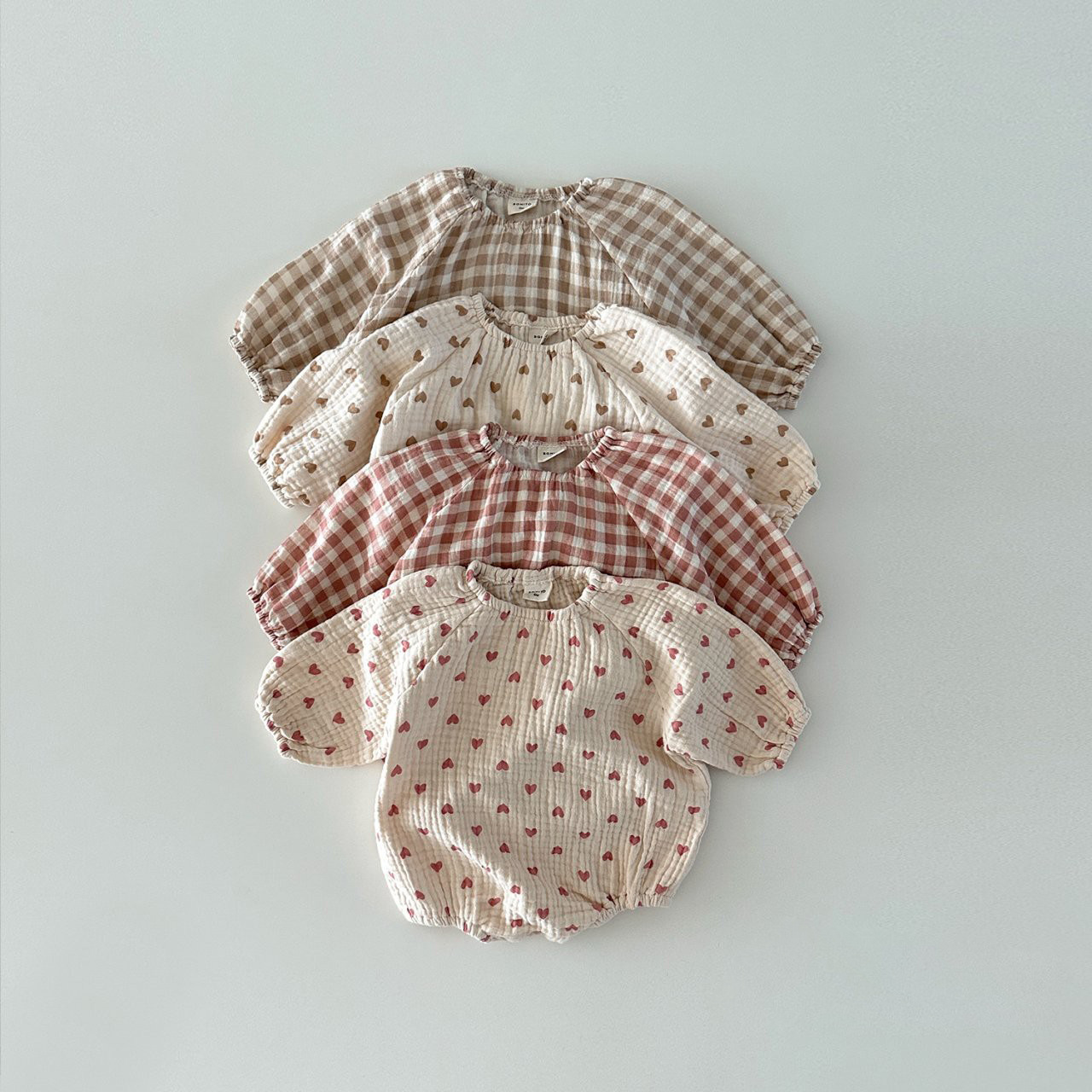 INS estilo coreano otoño niños y niñas bebé de algodón de doble capa de gasa impresa mameluco recién nacido suave casual mameluco