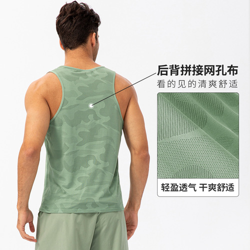 Spring and summer men's sports vest loose T-shirt breathable quick-drying fitness clothing outdoor running training vest 21112
