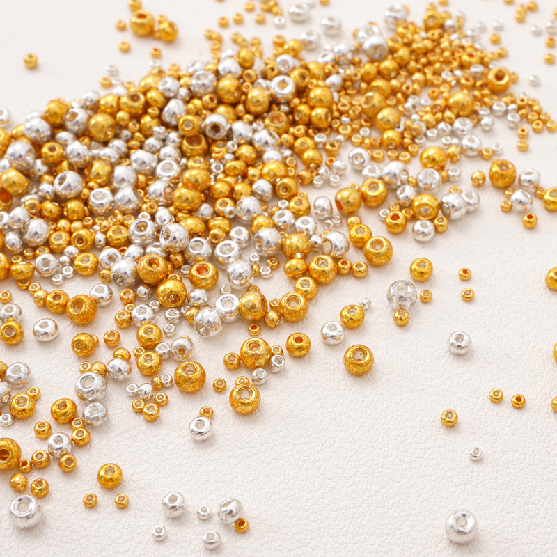 High-Quality Color-Preserving Glass Rice Beads 1.5-4mm Handmade DIY Gold and Silver Round Beads Beading Accessories Necklace Bracelet Spacer Beads