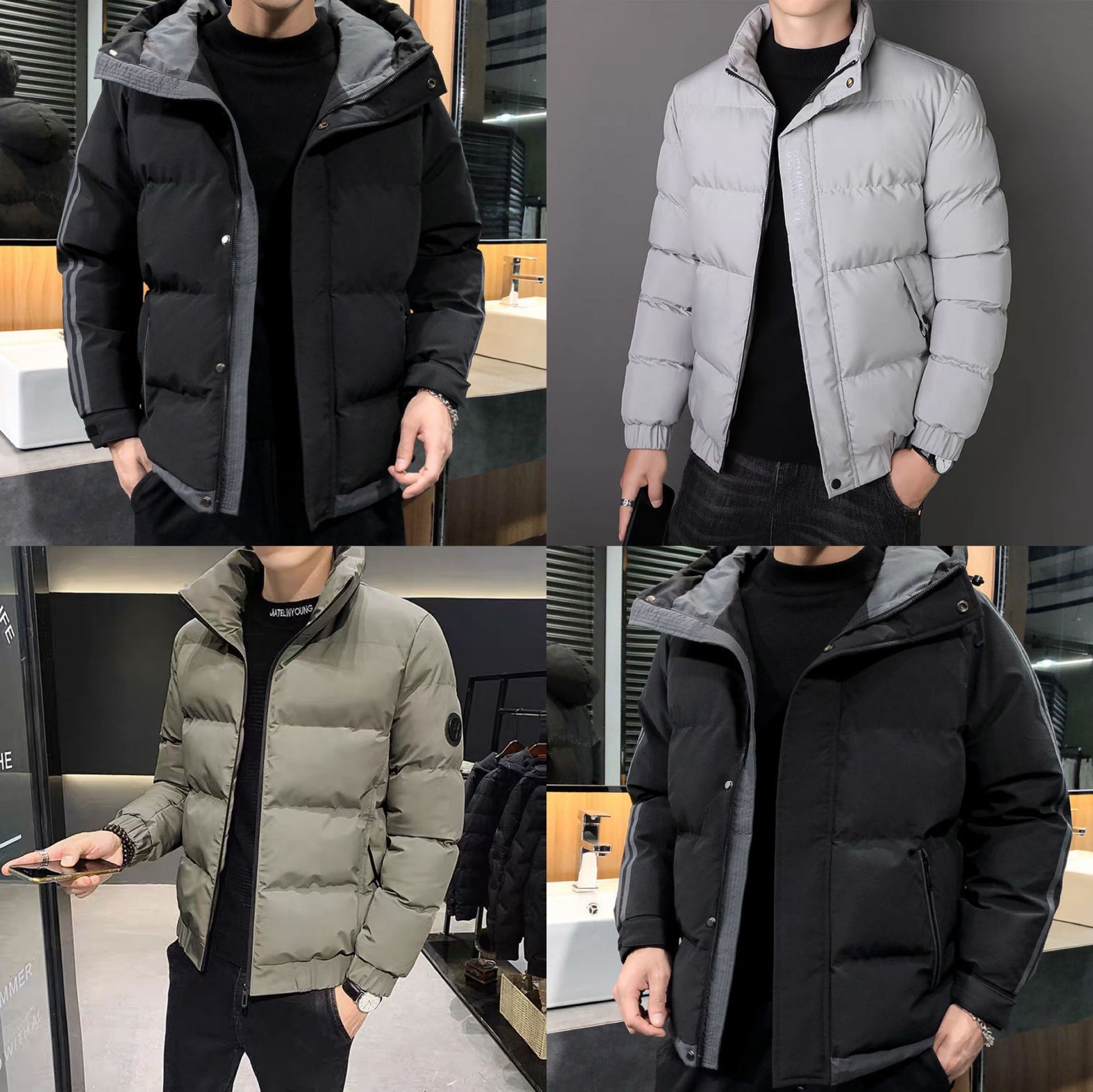 Men's cotton coat winter hooded thickene...