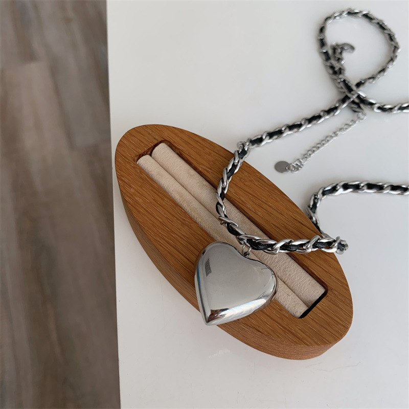 Lässig Herzform Titan Stahl Überzug Halskette Mit Anhänger display picture 3