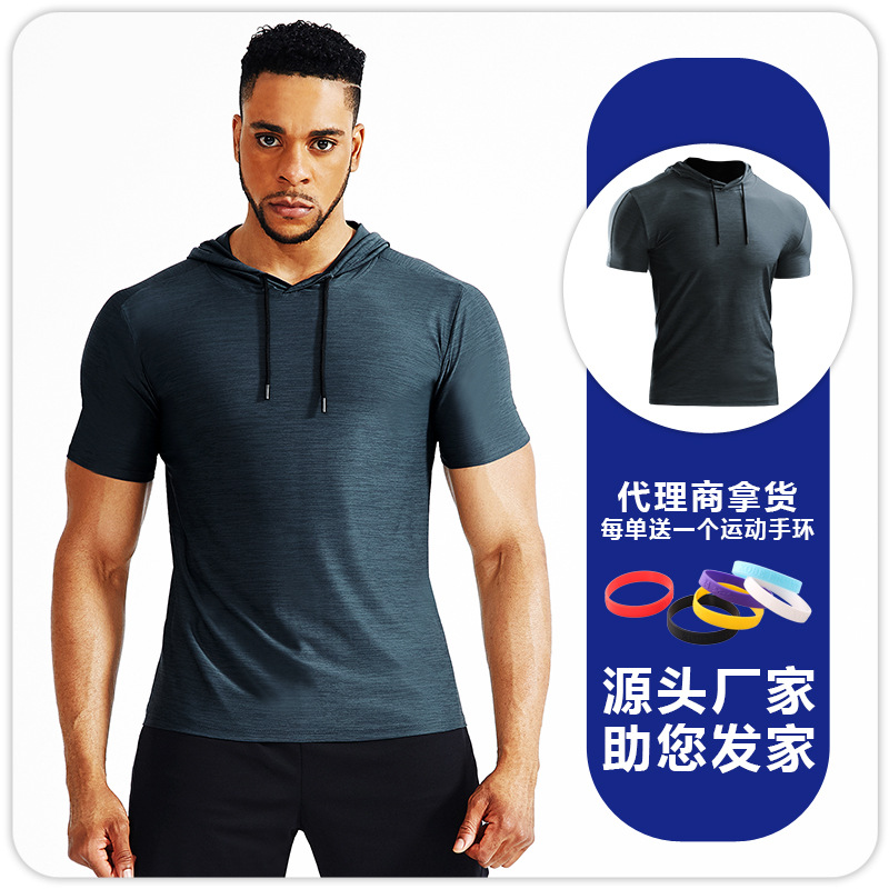 Marca de moda de verano con capucha de manga corta Camiseta suéter de los hombres más el tamaño de moda suelta deportes con capucha media manga Sudadera con capucha