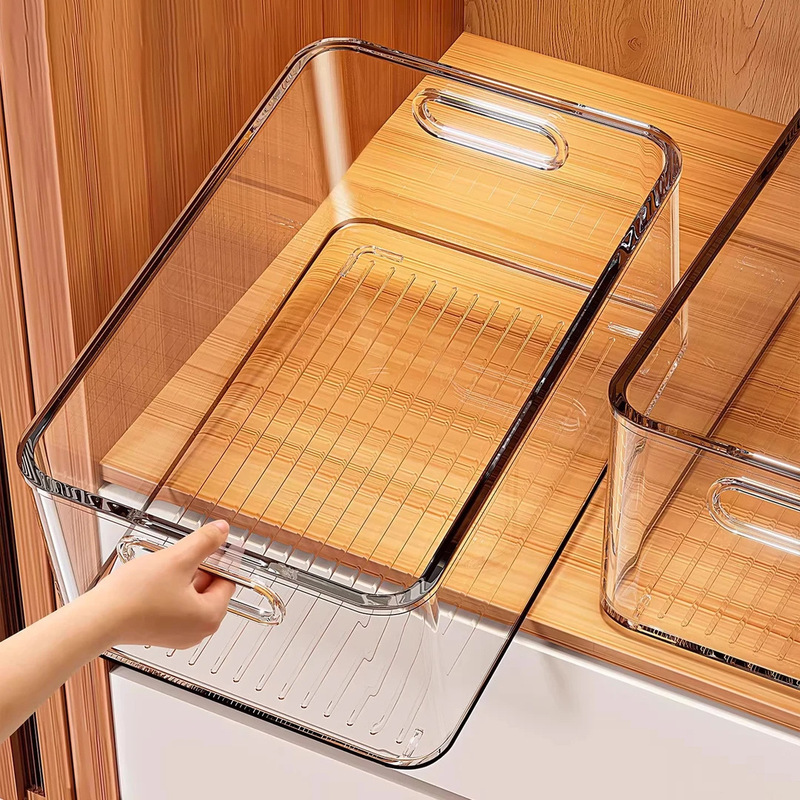 26*15.5*7.5cm Medium-Sized Desktop Acrylic Storage Box, Transparent Rectangular Organizer for Snacks and Miscellaneous Items