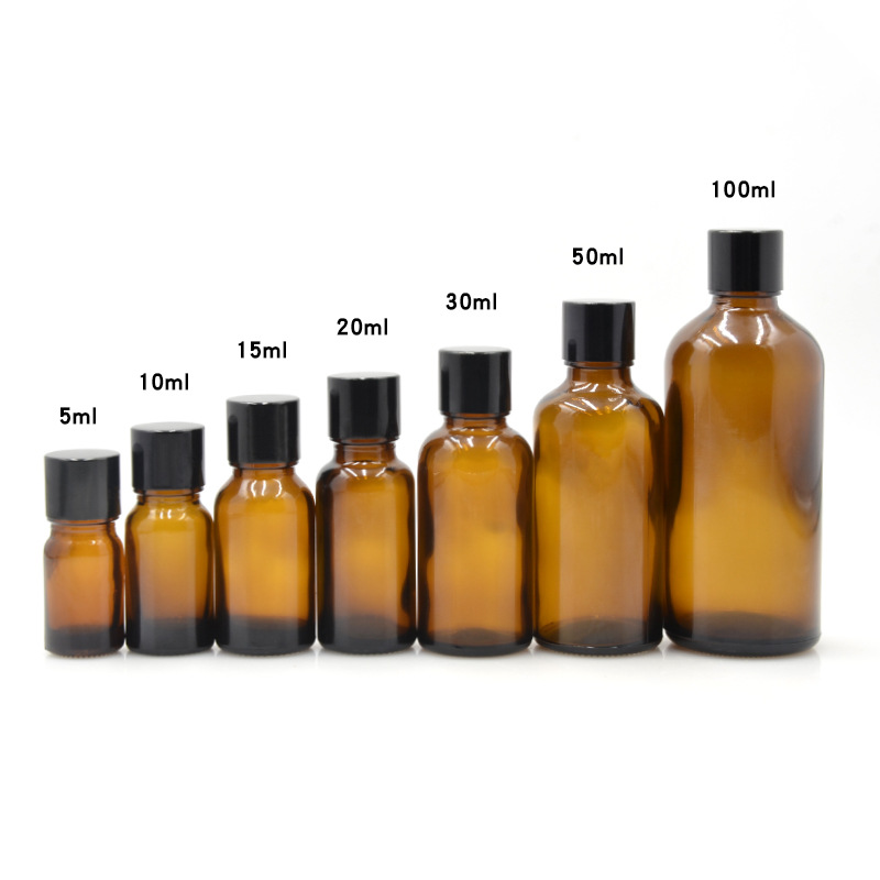 Botellas de vidrio ámbar para aceites esenciales | A prueba de luz, con gotero o bola rodante, lista para usar