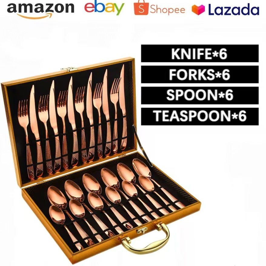 C형 스타 다이아몬드 로즈 골드 24개 세트(황금 나무 상자)