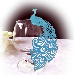Amazon laser hollow card Peacock Cup card sky blue card pink seat card direct sales Shenzhen in stock wholesale