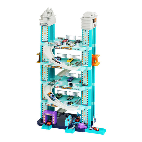 Yú Family Xing Intelligent Multi-layered Stereo City Building Model Parking Lot Electric Elevating Track Racing Children's Toy
