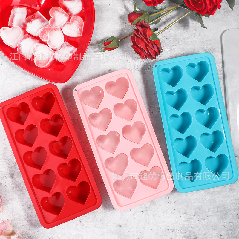 Fcm Certified Heart-Shaped Silicone Ice Tray Mold Ice Cube Film 10 Grids Heart Ice Tray Film Easy to Release Soft Silicone Fcm Certified Heart-Shaped Silicone Ice Tray Mold Ice Cube Film 10 Grids Heart Ice Tray Film Easy to Release Soft Silicone