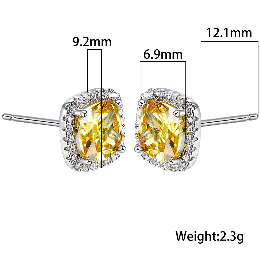 Fashion Geometric Copper Inlay Zircon Ear Studs 1 Pair