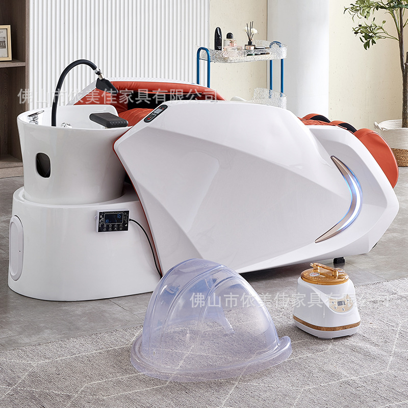 Cama de lavado de cabello de masaje inteligente para barbería especial de circulación de agua a temperatura constante, sala de peluquería multifuncional de tratamiento de cabello, cama de lavado de cabello
