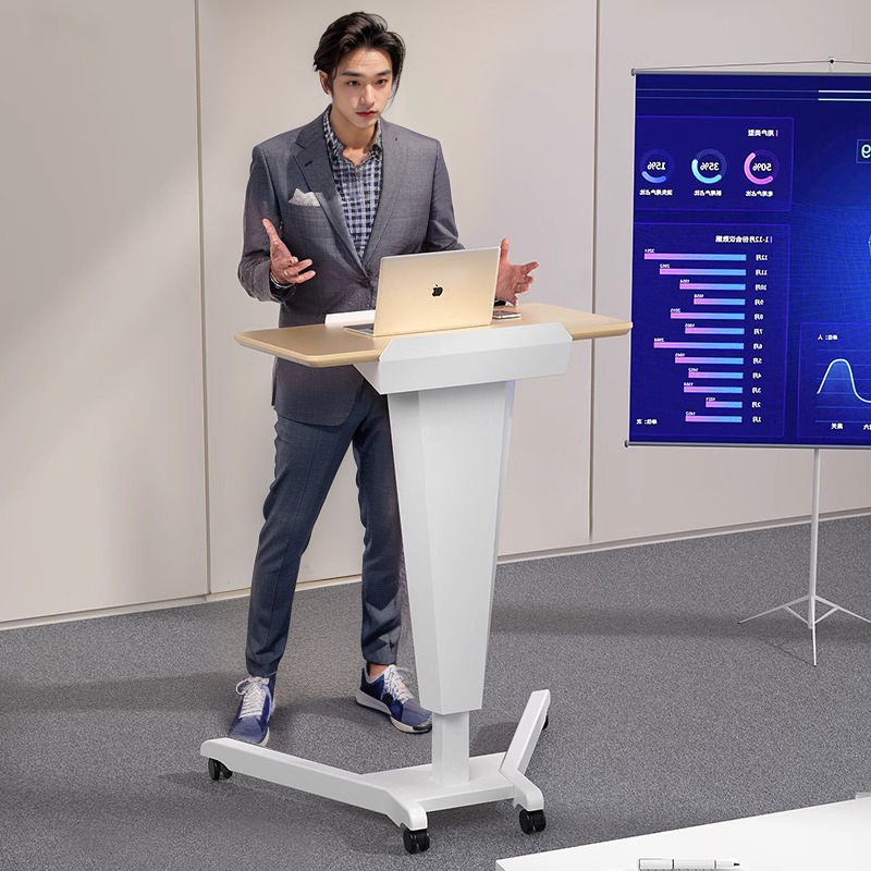Pneumatic reception desk speech desk speech desk training conference room small platform modern simple movable lifting