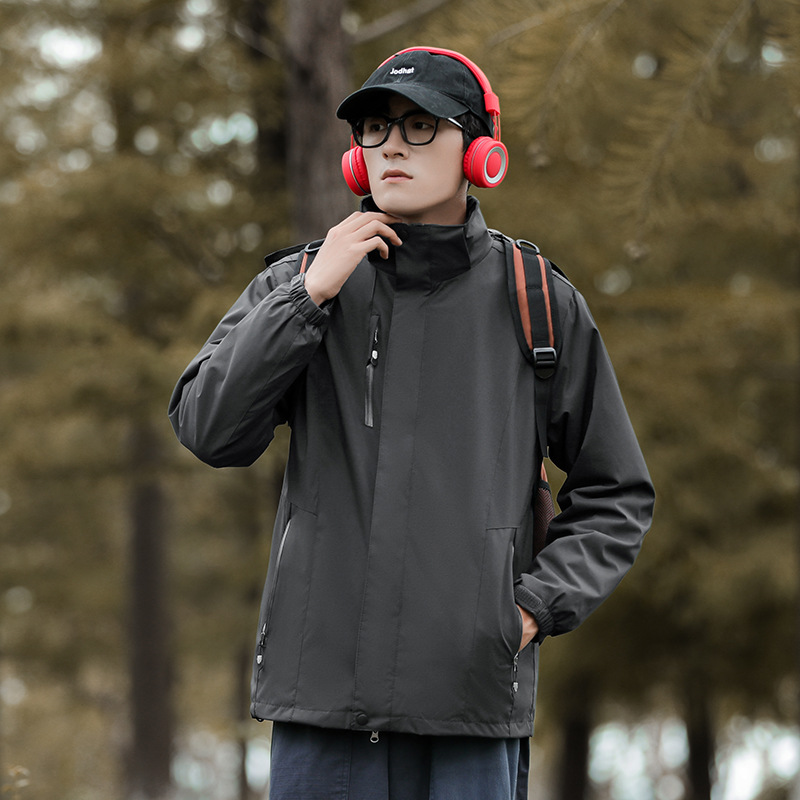 Chaqueta de dos piezas desmontable tres en uno transfronteriza para hombres y mujeres al aire libre impermeable a prueba de viento chaqueta de pareja con forro polar