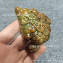 批发直播货源仿古做旧工艺品岫玉雕刻玉石手把件挂件金蝉摆件挂件