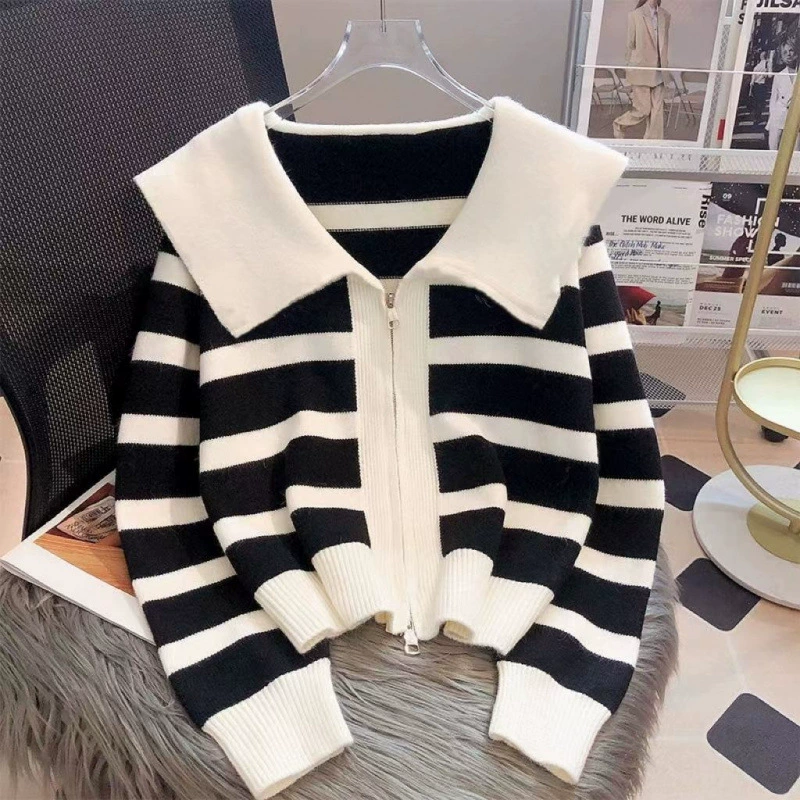 Вязаная кукла, осенний кардиган, свитер на молнии, куртка, plus size, oversize