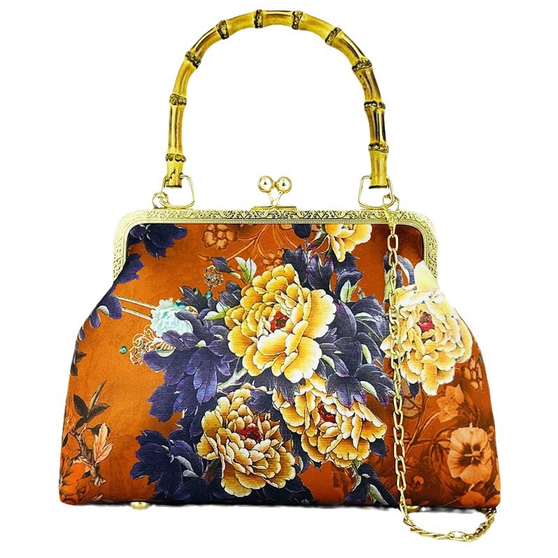 Cheongsam bag Handbag Handbag Crossbody bag Fashion temperament Antique mouth gold bag Cheongsam bag Bamboo joint_voghion.com