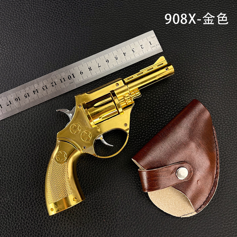 模擬合金おもちゃモデルガン発射不可クラシックノスタルジックなリボルバーモーゼルレザーケースプラスチックおもちゃの銃|undefined