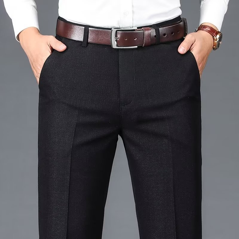Hombres de negocios pantalones occidentales drapeado pantalones de traje casual ropa formal Pantalones rectos de primavera y verano Pantalones de traje de papá de mediana edad
