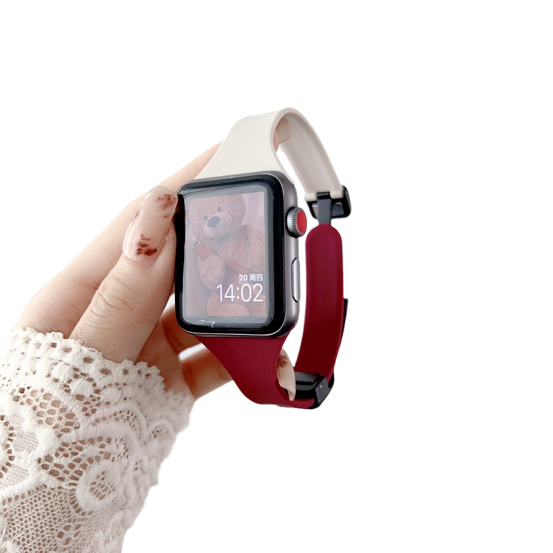 Подходящие AppleWatch силиконовые складные магнитные браслеты Apple Apple Ribba S7/S8 маленькая талия цветной ремешок