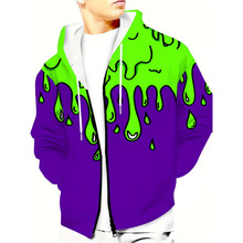 D 45170 Mesh print zip hoodie ����ӡ���������¿羳����ͨ