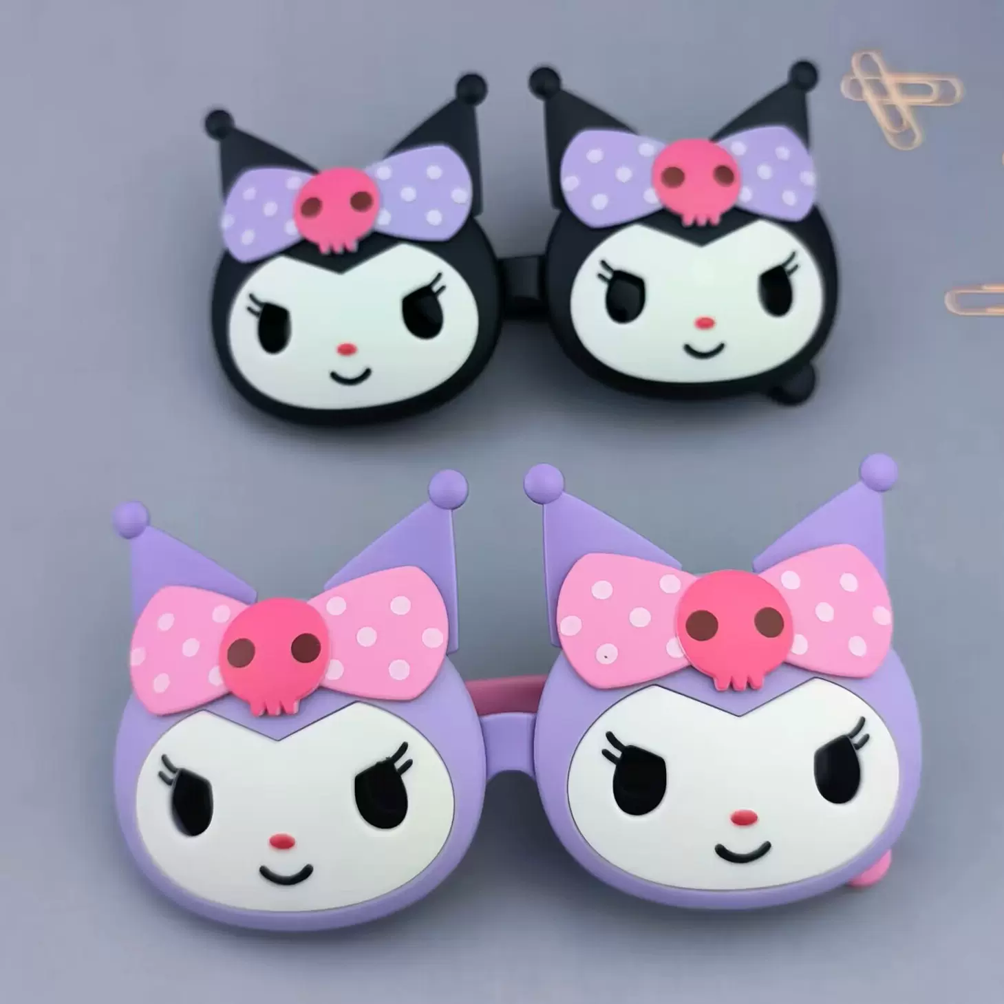 儿童翻盖眼镜库洛米时尚墨镜女孩太阳镜遮阳大童可爱蝴蝶结公主