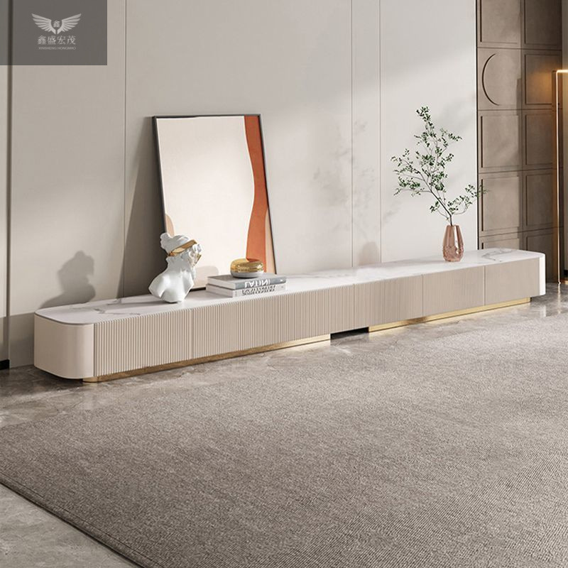 Nórdico de roca lujoso moderno simple alargado gabinete de televisión mesa de té combinación de suelo crema estilo italiano gran casa