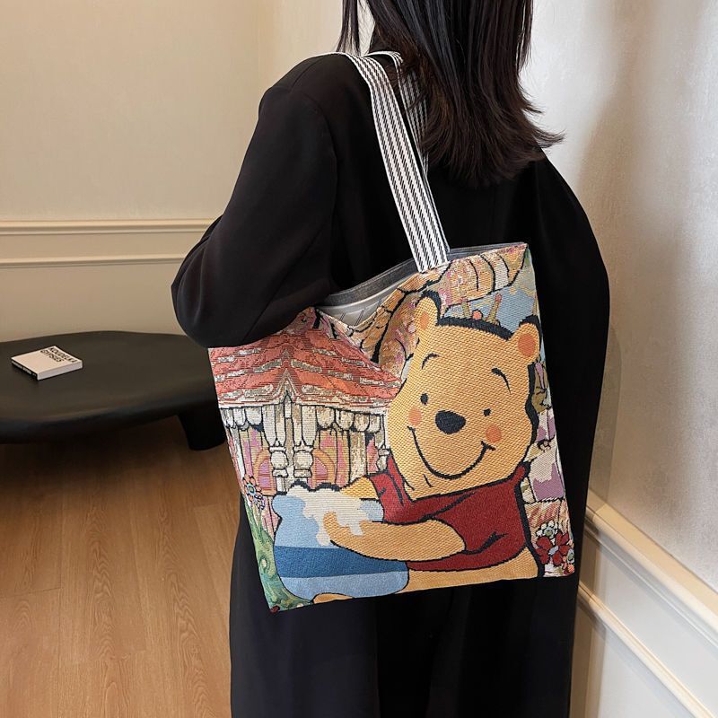 卡通帆布包大容量女休闲单肩包托特包手提袋拎包刺绣包包|undefined