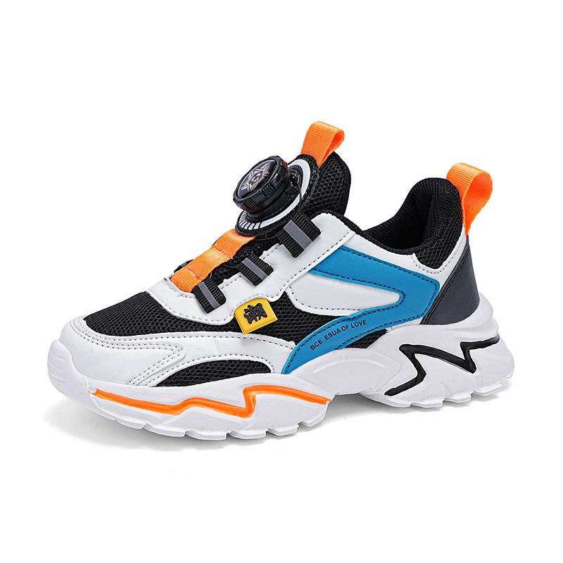 Zapatos para niños 2024 primavera malla transpirable nuevo estilo zapatos deportivos para niños medianos y grandes zapatos deportivos para niños con hebilla giratoria para niños marea