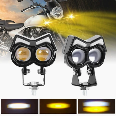 Motorcycle headlights, headlights 2 Lights, White and Yellow Dual-Color