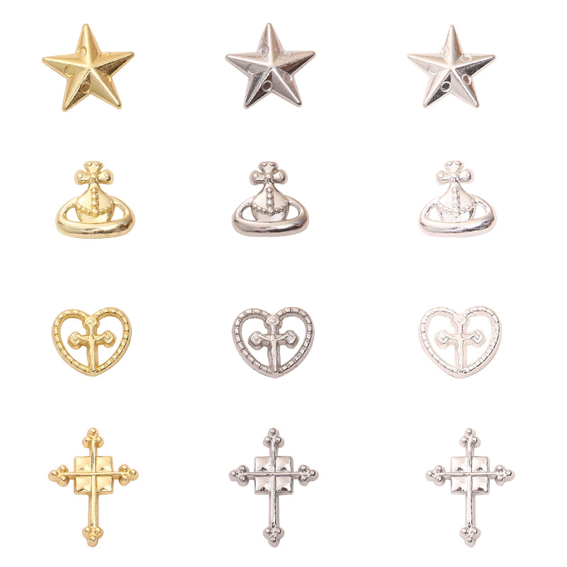Cruz planetaria aleación de amor joyas de manicura Saturno uñas para usar accesorios de metal DIY