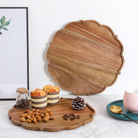 厂家直供木质花边果盘 相思木餐盘辅食盘 木餐具托盘 可印制logo