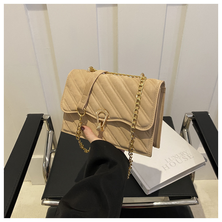 Bella, alla moda, casual, borsa a tracolla da donna con catena a croce diagonale semplice 2024, nuova tendenza, piccola borsa quadrata_voghion.com