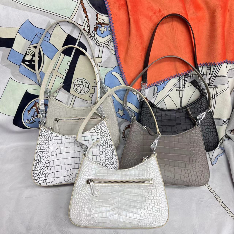 24 New Arrival Matte Crocodile Skin Underarm Bag Women's Casual All-match Real Crocodile Belly Women's Bag Fashionable Shoulder Bag