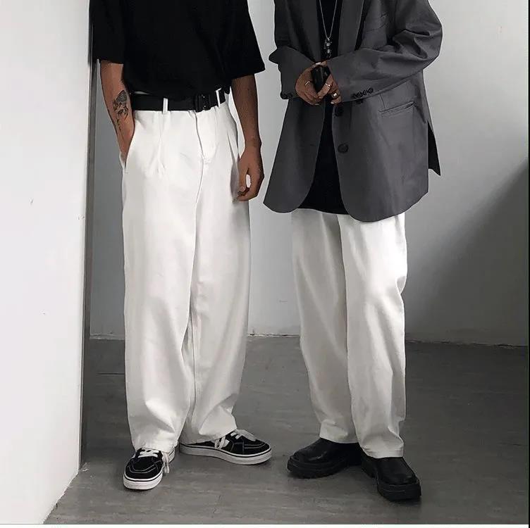 Oversize japanska par, hög midja, löst sittande inlägg, retro, lata, avslappnade, vida ben, jeansbyxor, moppbyxor, män och kvinnor_voghion.com