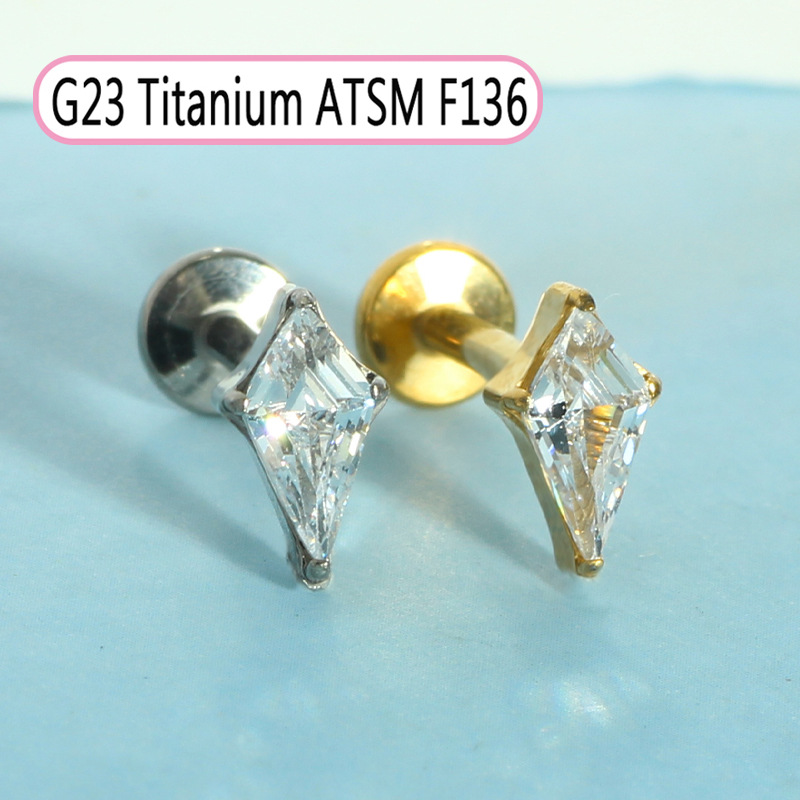 G23 Titanium Piercing Lip Stud Zircon 1.2mm 10mm Cochlear Ear Bone Nail Single Sale detail image 12