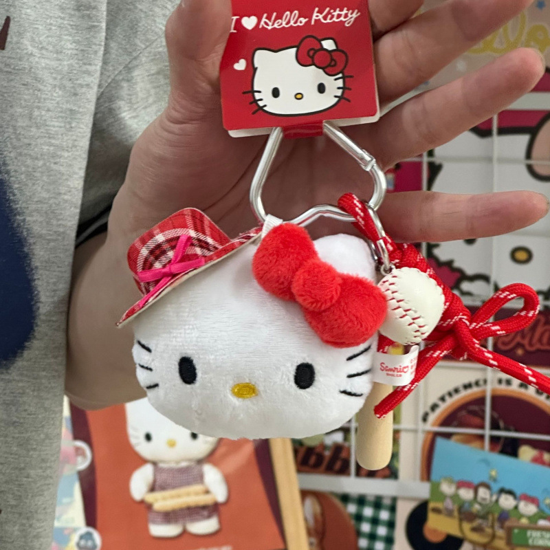 黑色草帽kitty帽宝宝挂件爱心扣公仔玩偶可爱赫本风挂饰钥匙扣|undefined