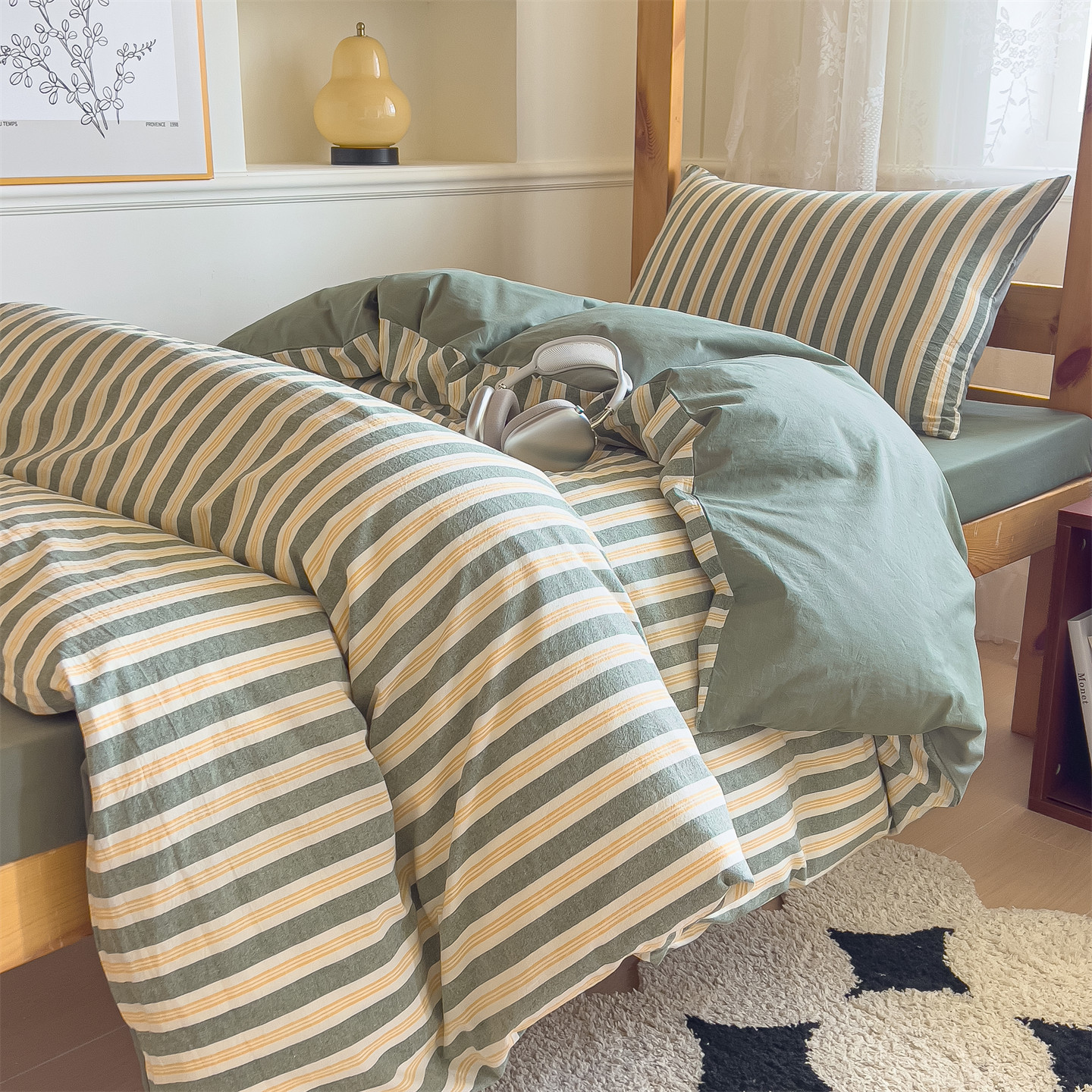 Juego de cama de dormitorio de estudiantes de tres piezas de algodón puro 2025 nuevas sábanas de cuatro piezas fundas de edredón