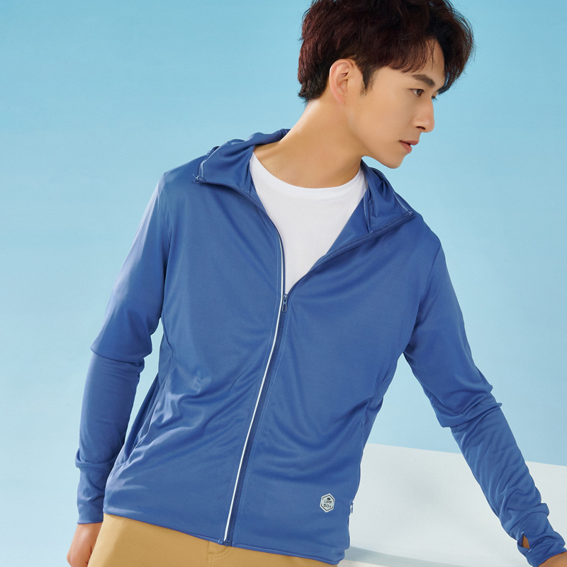 UPF50 + chaqueta de protector solar de hielo de color sólido para hombres 2025 nuevo chaqueta de verano anti-UV transpirable para hombres al aire libre