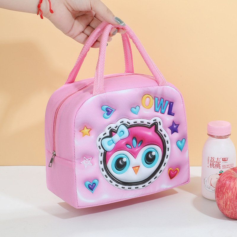Bolsa de almuerzo visual inflada de dibujos animados, bolsas de almuerzo portátiles para niños y estudiantes, bolsas de almuerzo de almuerzo de aislamiento, bolsas de picnic, bolsas de almuerzo de viaje