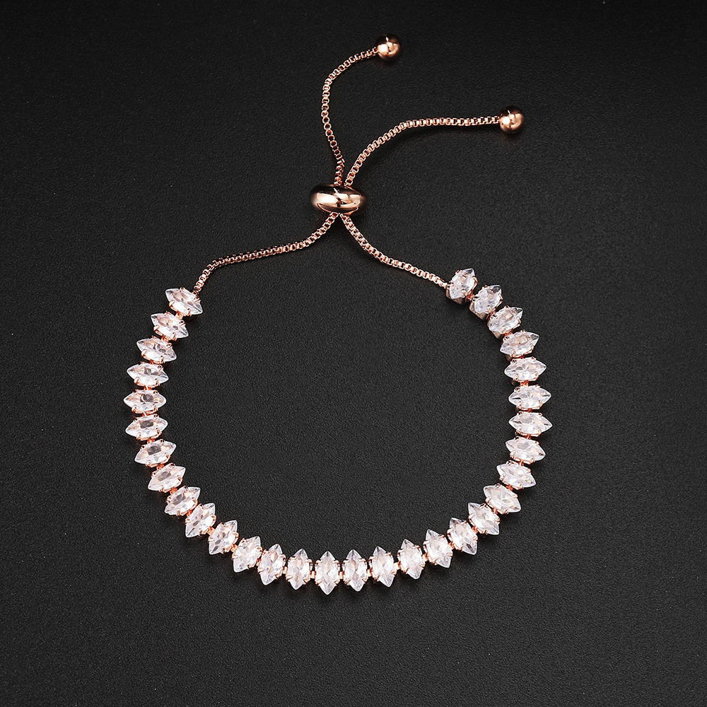 Pulsera de tenis europea y americana popular con piedra marquesa para mujer, pulsera ajustable de circonita de cristal de una sola fila,_voghion.com