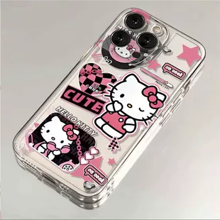 Чехол для телефона Hello Kitty, совместим с iPhone 7–16 Pro Max, прозрачный ТПУ, милый космический дизайн
